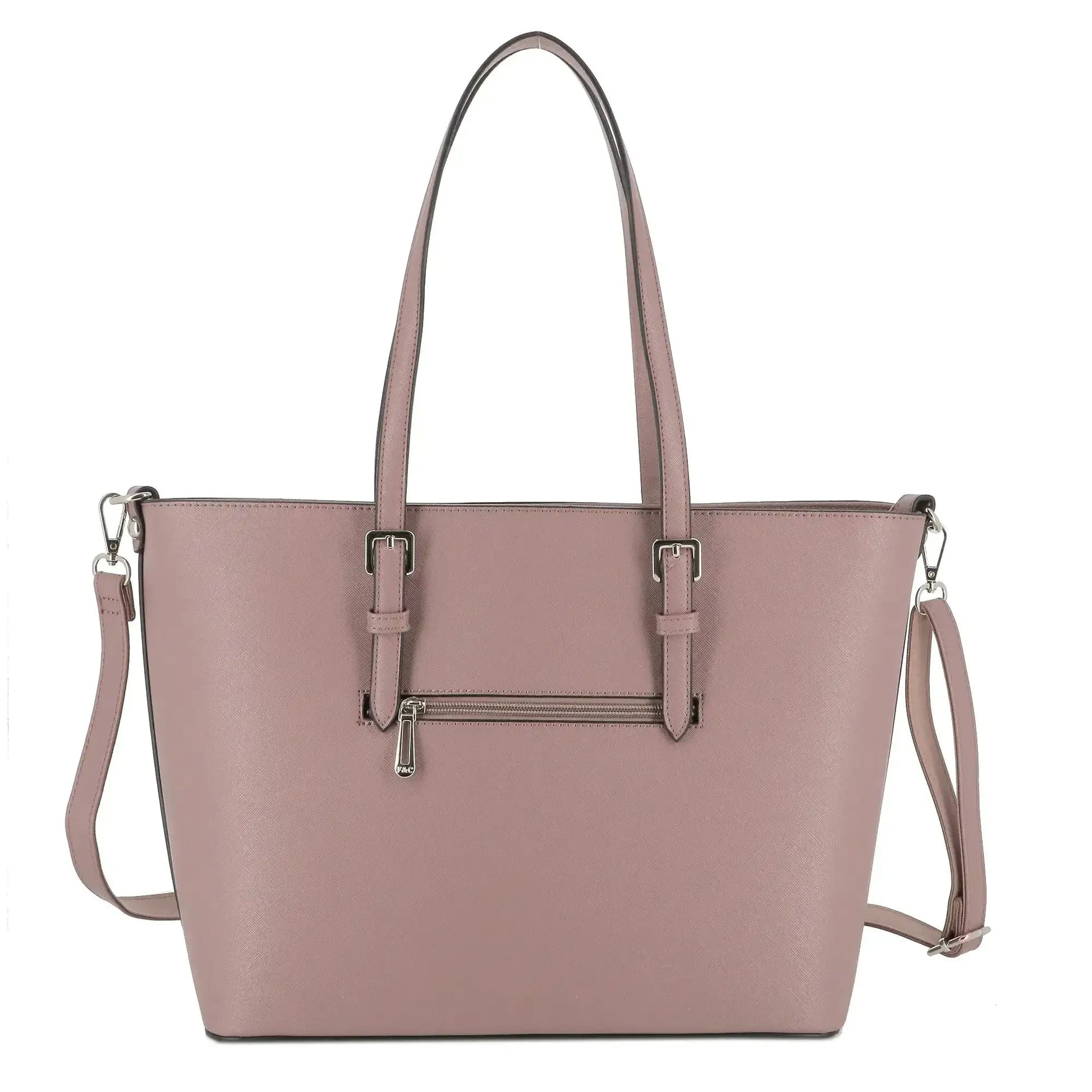 Sac cabas femme format a4 saffiano vieux rose Flora & co