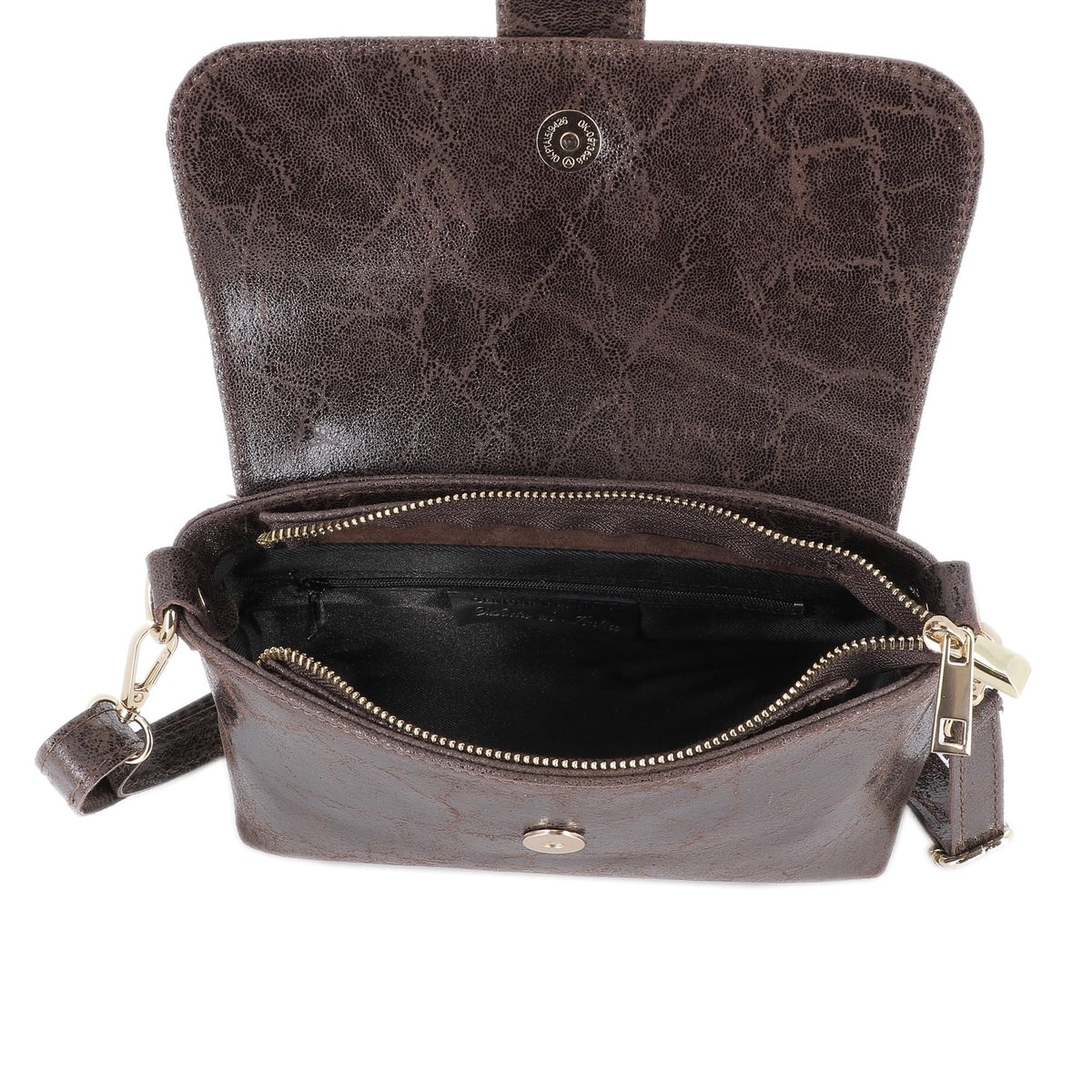 Petit Sac Bandoulière Femme Cuir Véritable Lisse Irisé | Sac à Rabat Magnét