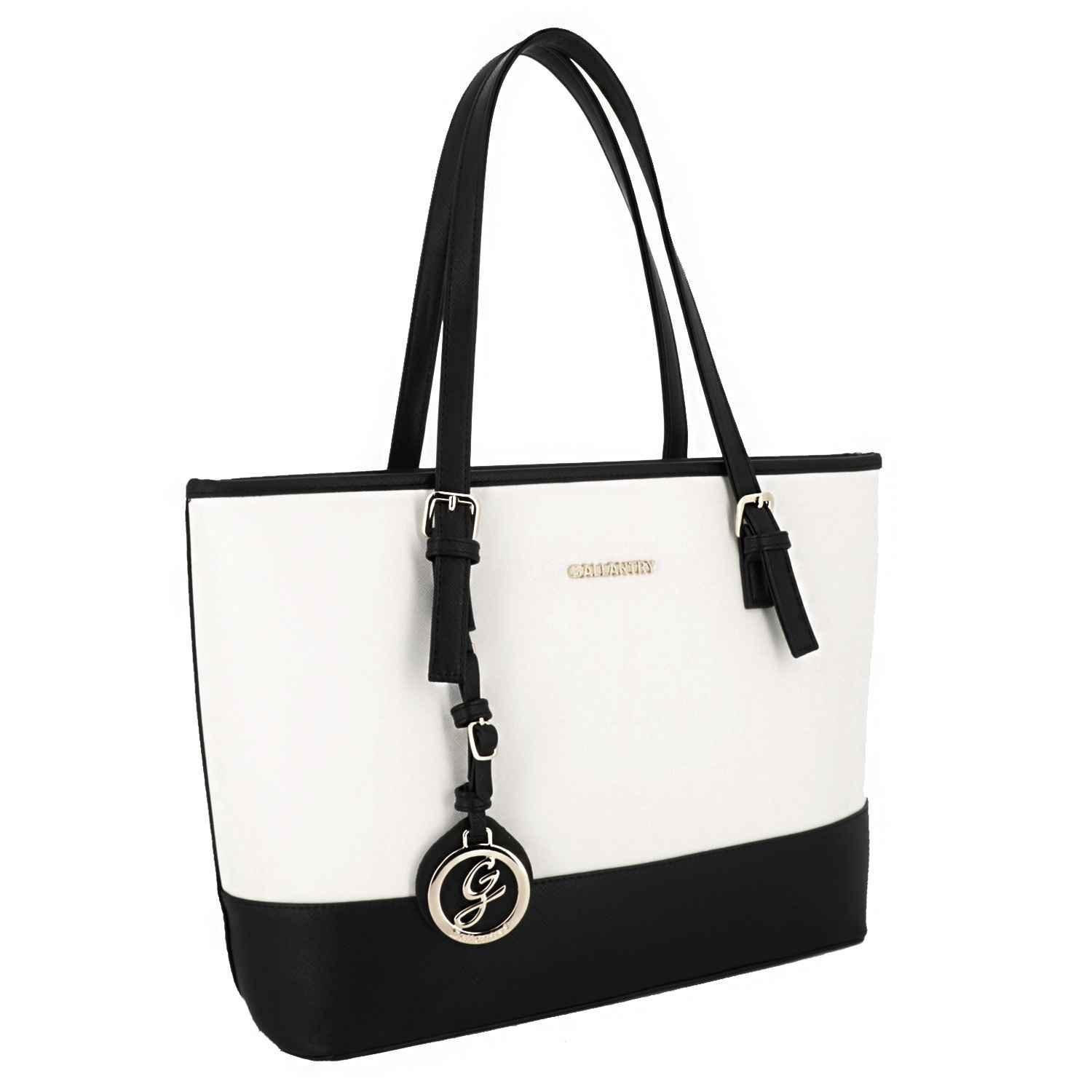 Gallantry - Sac cabas femme bicolore saffiano blanc