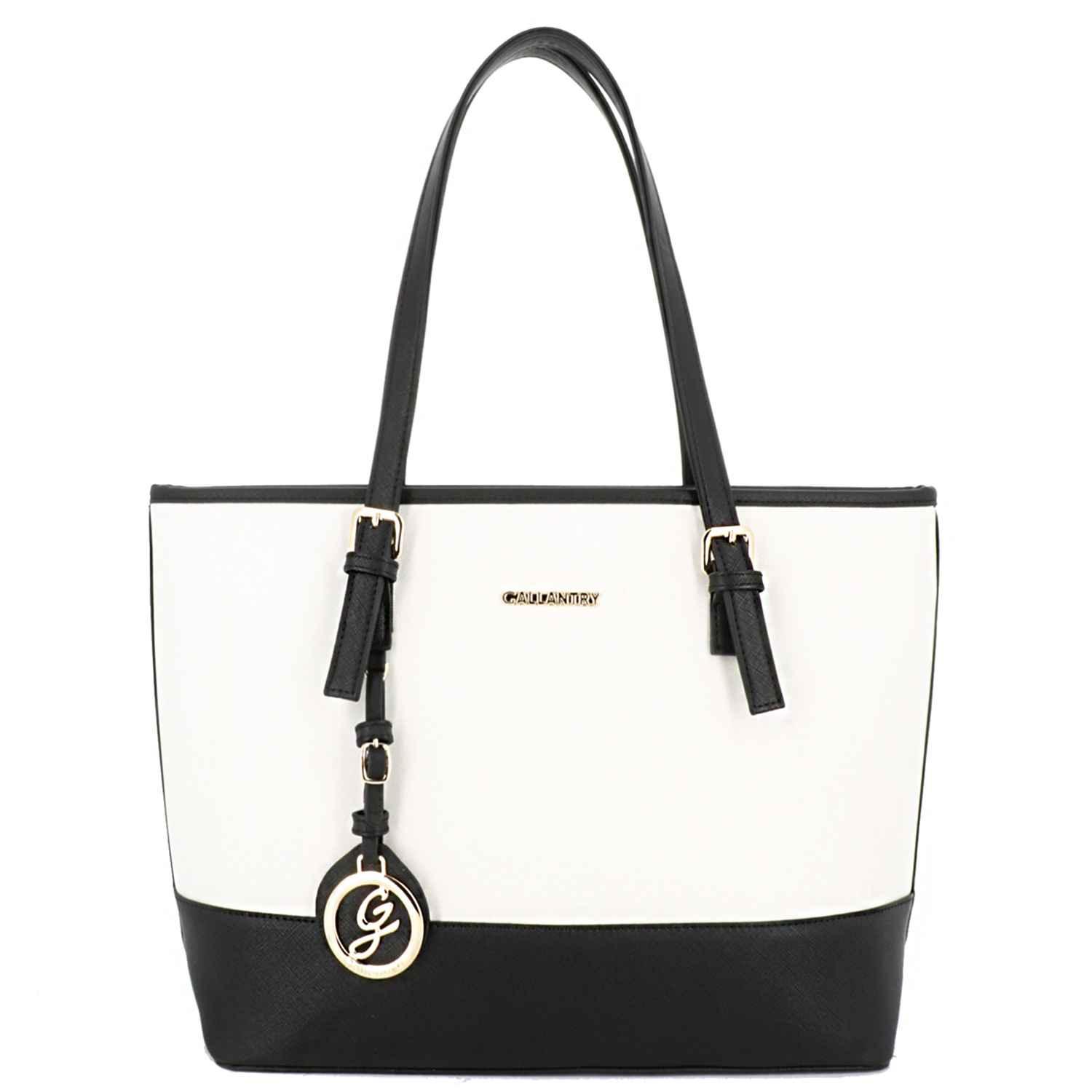 Gallantry - Sac cabas femme bicolore saffiano blanc