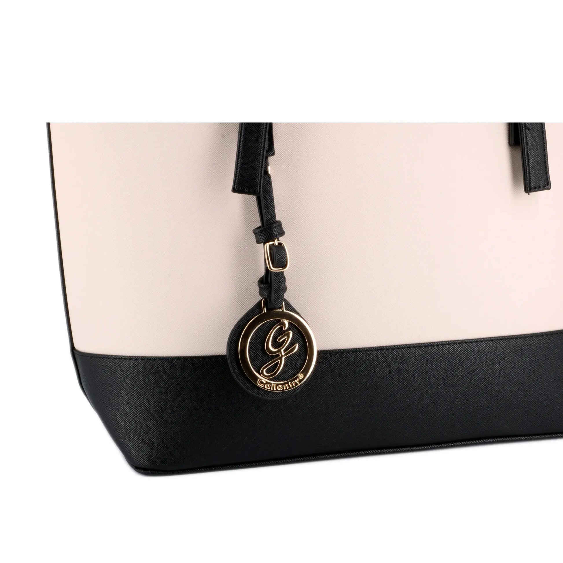 Sac de cours femme bicolore à rayures horizontales beige Gallantry