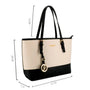 Sac de cours femme bicolore à rayures horizontales beige Gallantry