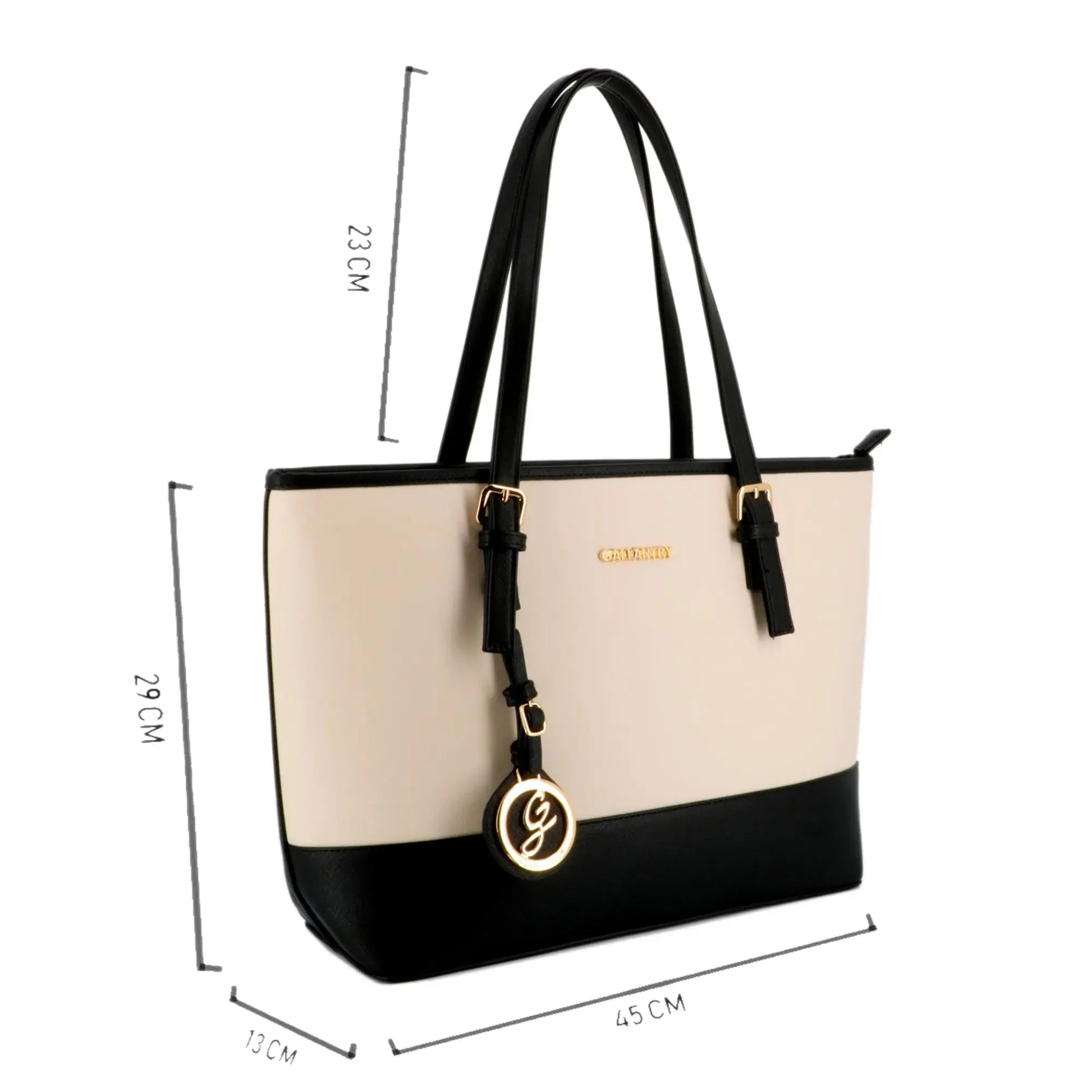 Sac de cours femme bicolore à rayures horizontales beige Gallantry