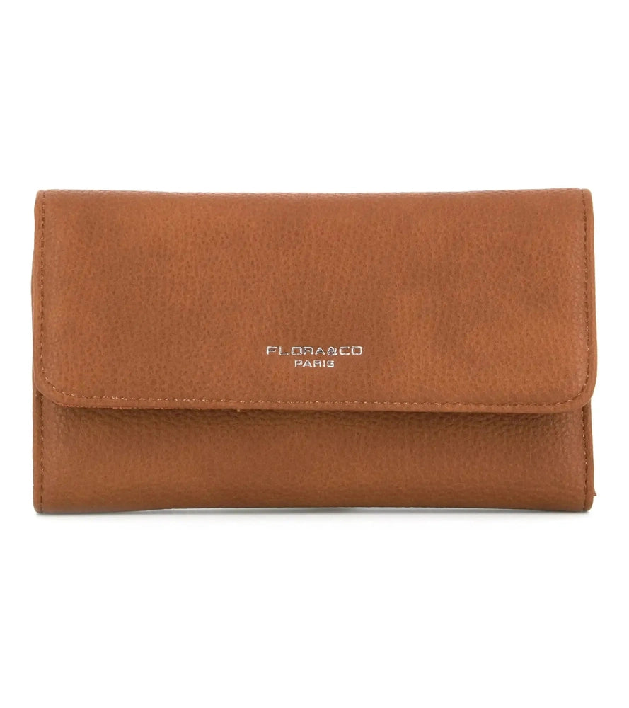 Flora & co Portefeuille chéquier femme souple camel