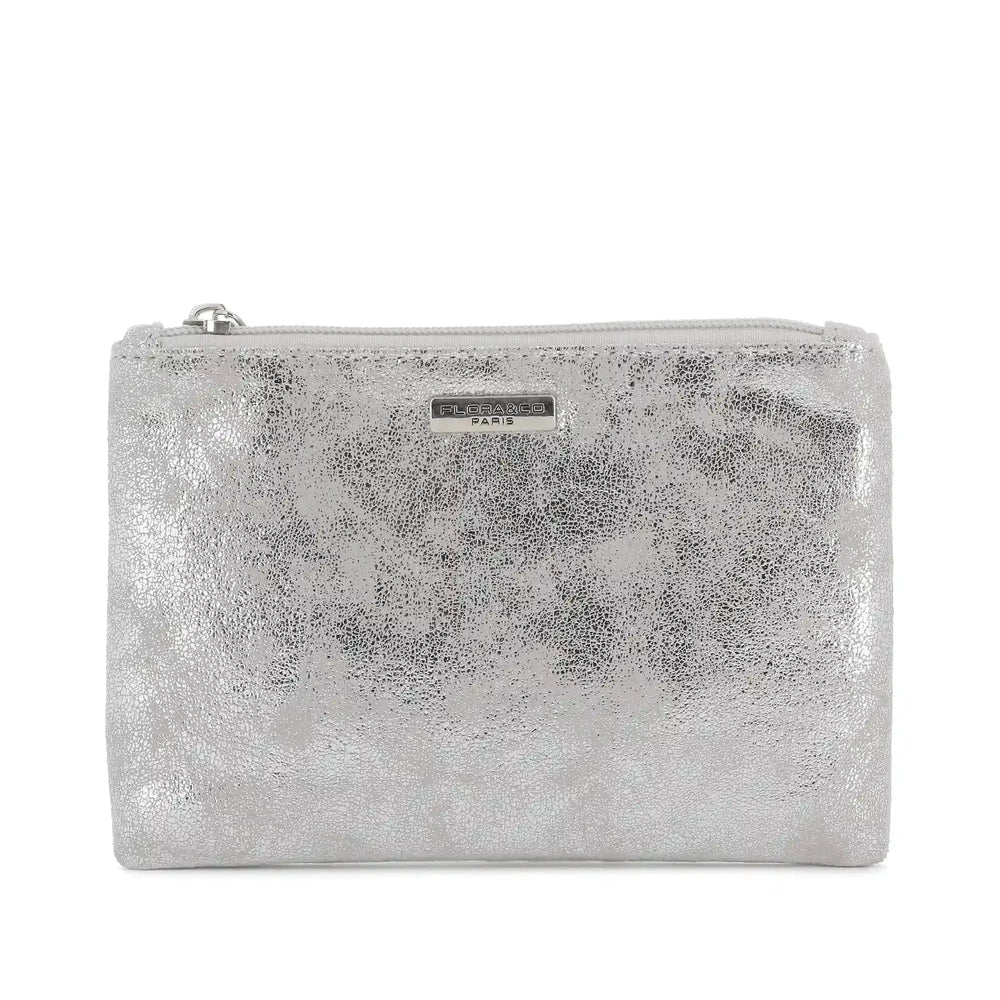Flora & co Pochette femme suédine irisé argent