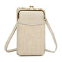 Vue princ. du Pochette téléphone femme croco tout-en-un beige synthétique par Gallantry.