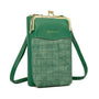 Vue 1 du Pochette téléphone femme croco tout-en-un vert synthétique par Gallantry.