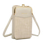 Vue 2 du Pochette téléphone femme croco tout-en-un beige synthétique par Gallantry.