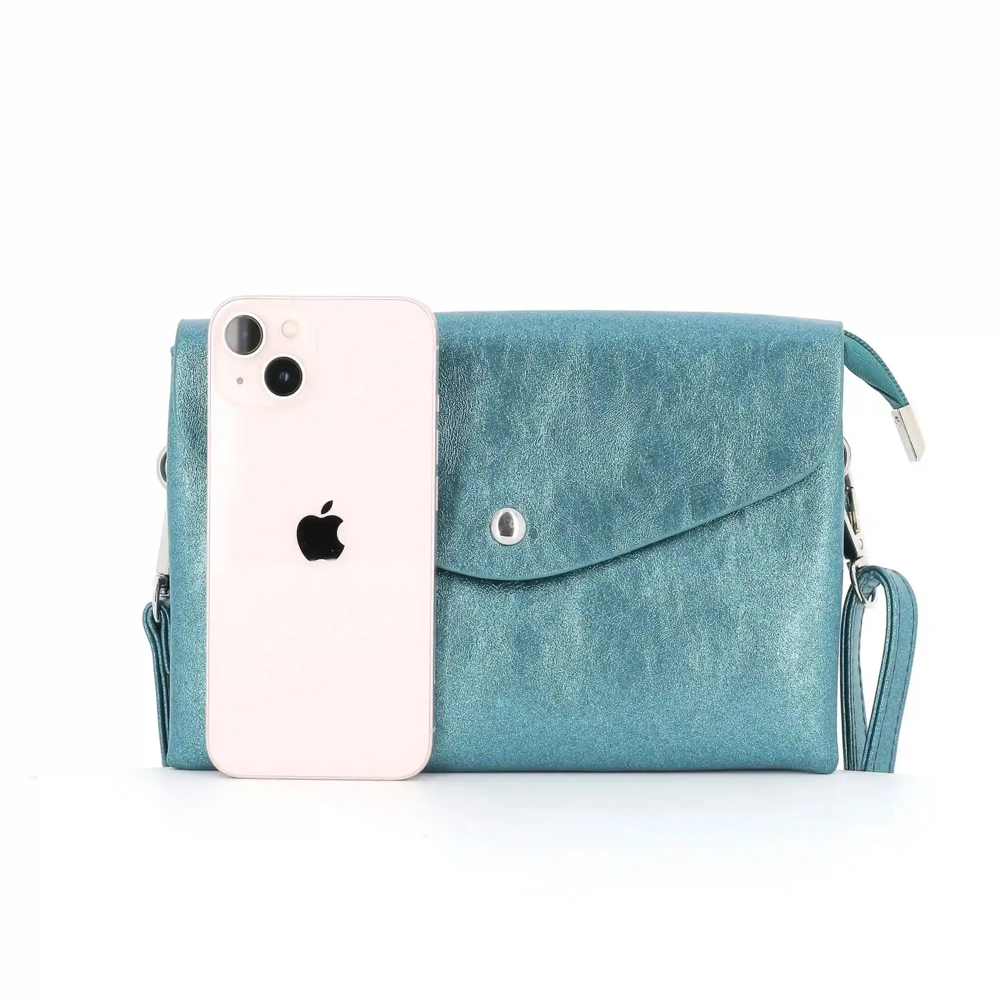 Flora & co Sac bandoulière femme irisé rabat bleu canard