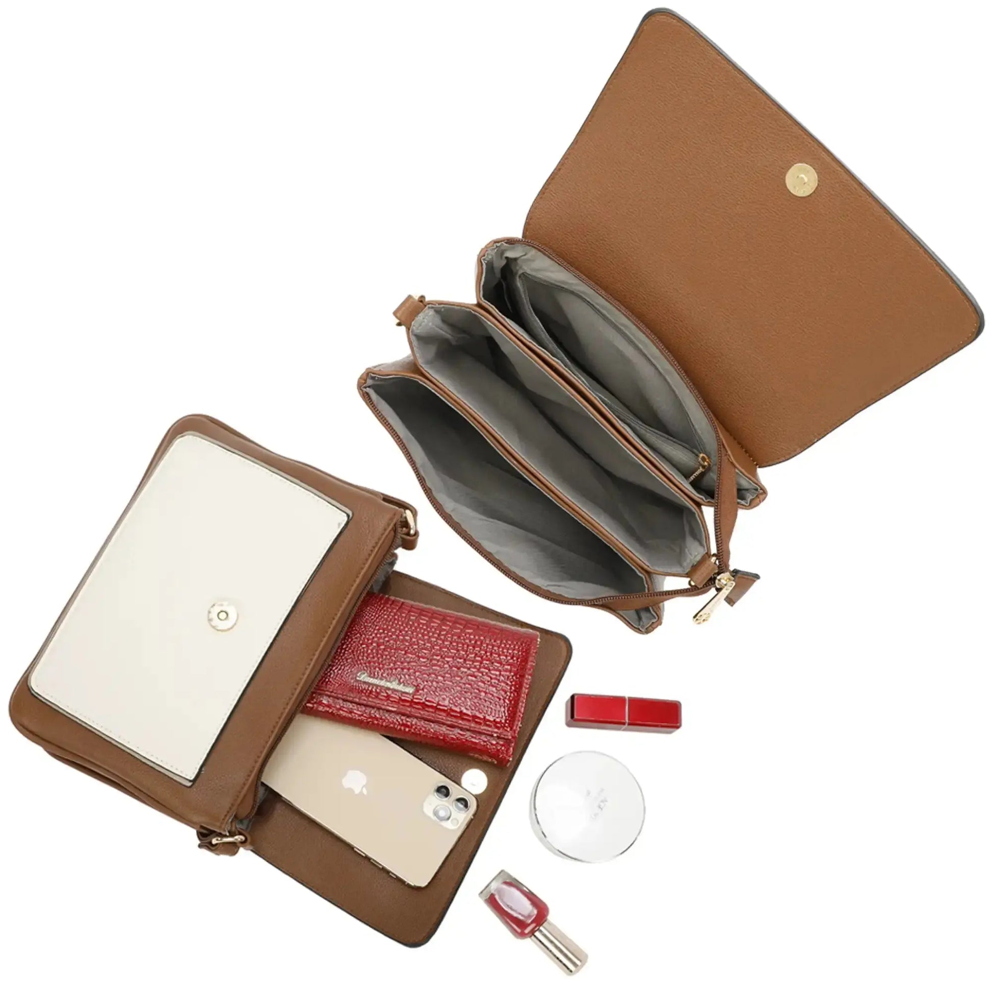 Gallantry Sac d'orgue bandoulière femme marron
