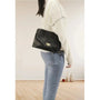 Made in Italy Sac bandoulière chaîne cuir femme croco noir