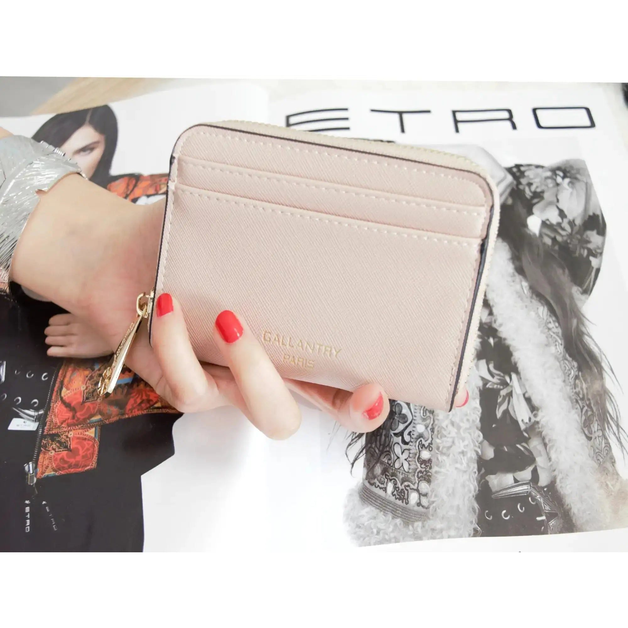 Gallantry Portefeuille porte-monnaie femme française rose