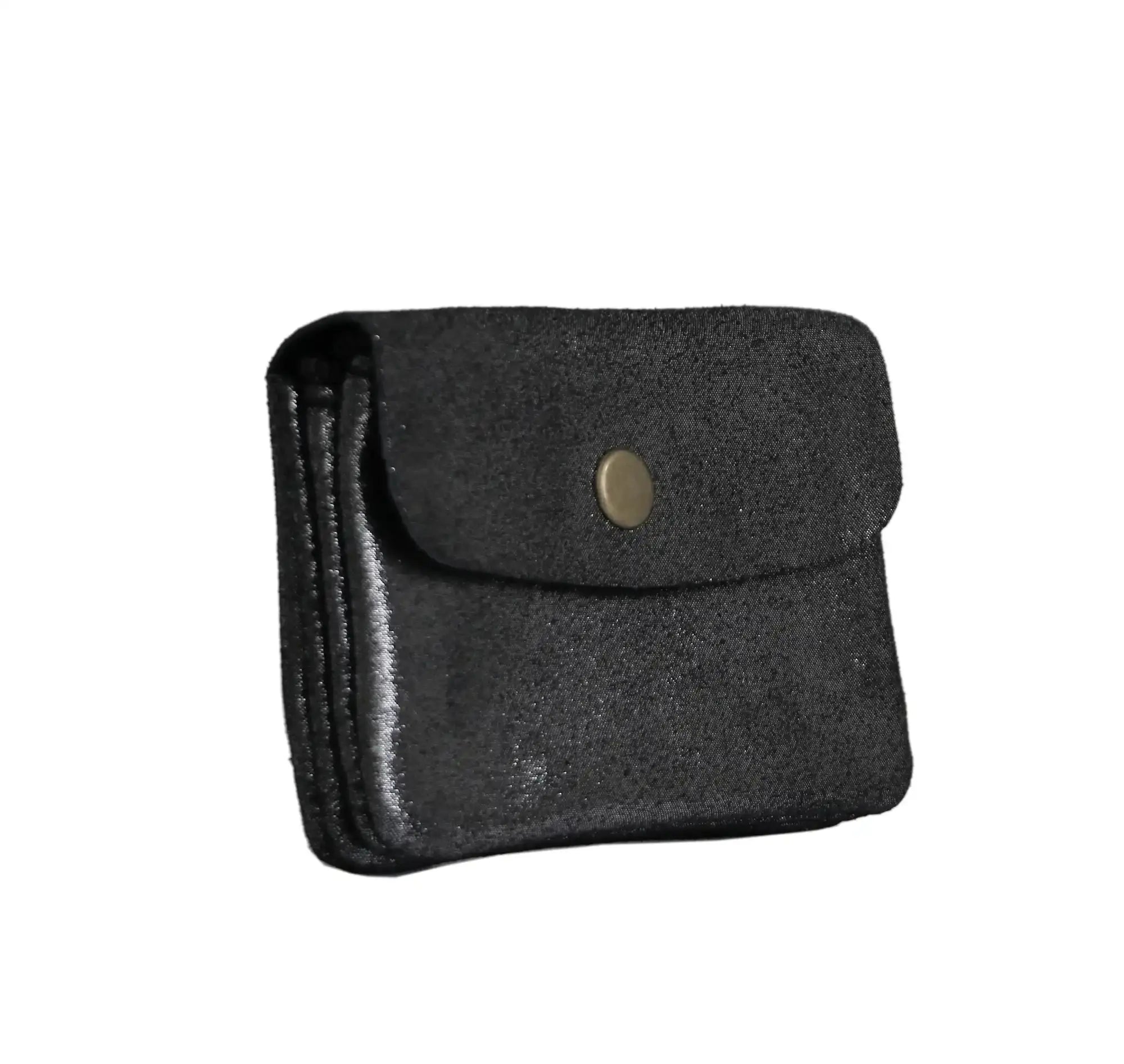 Made in Italy Porte-monnaie femme cuir daim irisé 044 noir
