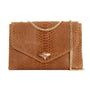 Made in Italy Sac bandoulière chaîne cuir femme croco camel