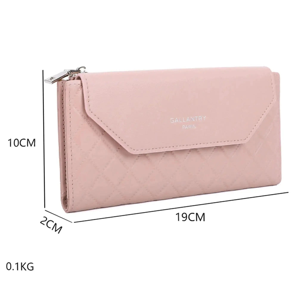 Gallantry Portefeuille long femme tri-pli matelassé vieux rose