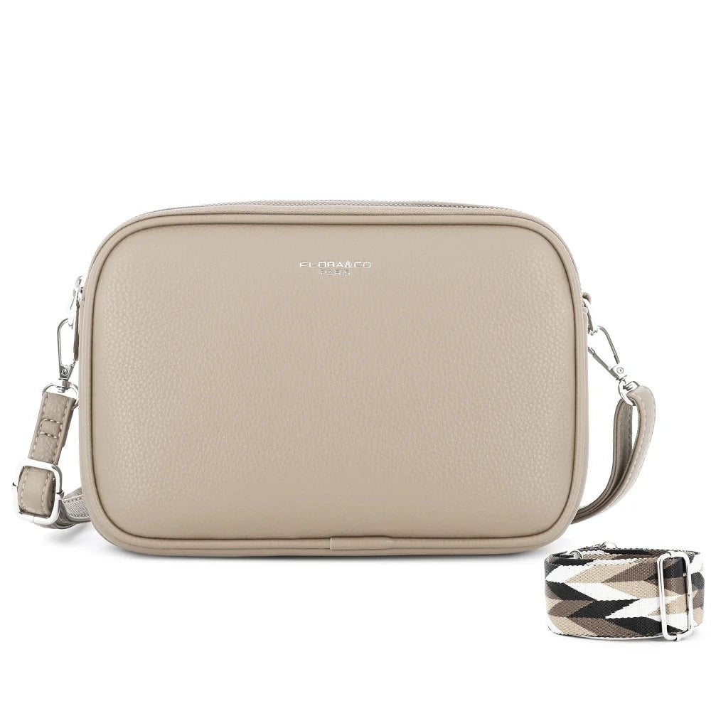 Sac bandoulières femme multipoches beige