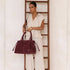 Sac Cabas Bowling Lacet Suédé Bordeaux - Crocochic