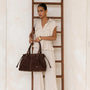 Sac Cabas Bowling Lacet Suédé Chocolat - Crocochic