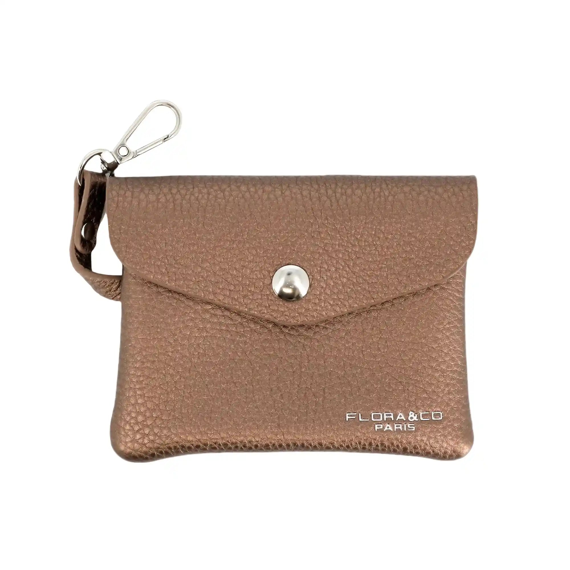 Women's crochet card wallet in brown metal