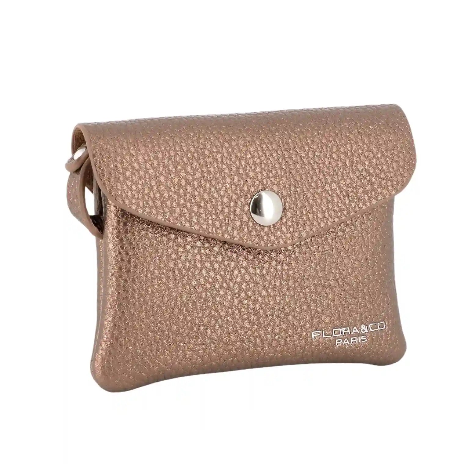 Porte-monnaie cartes femme crochet marron métal