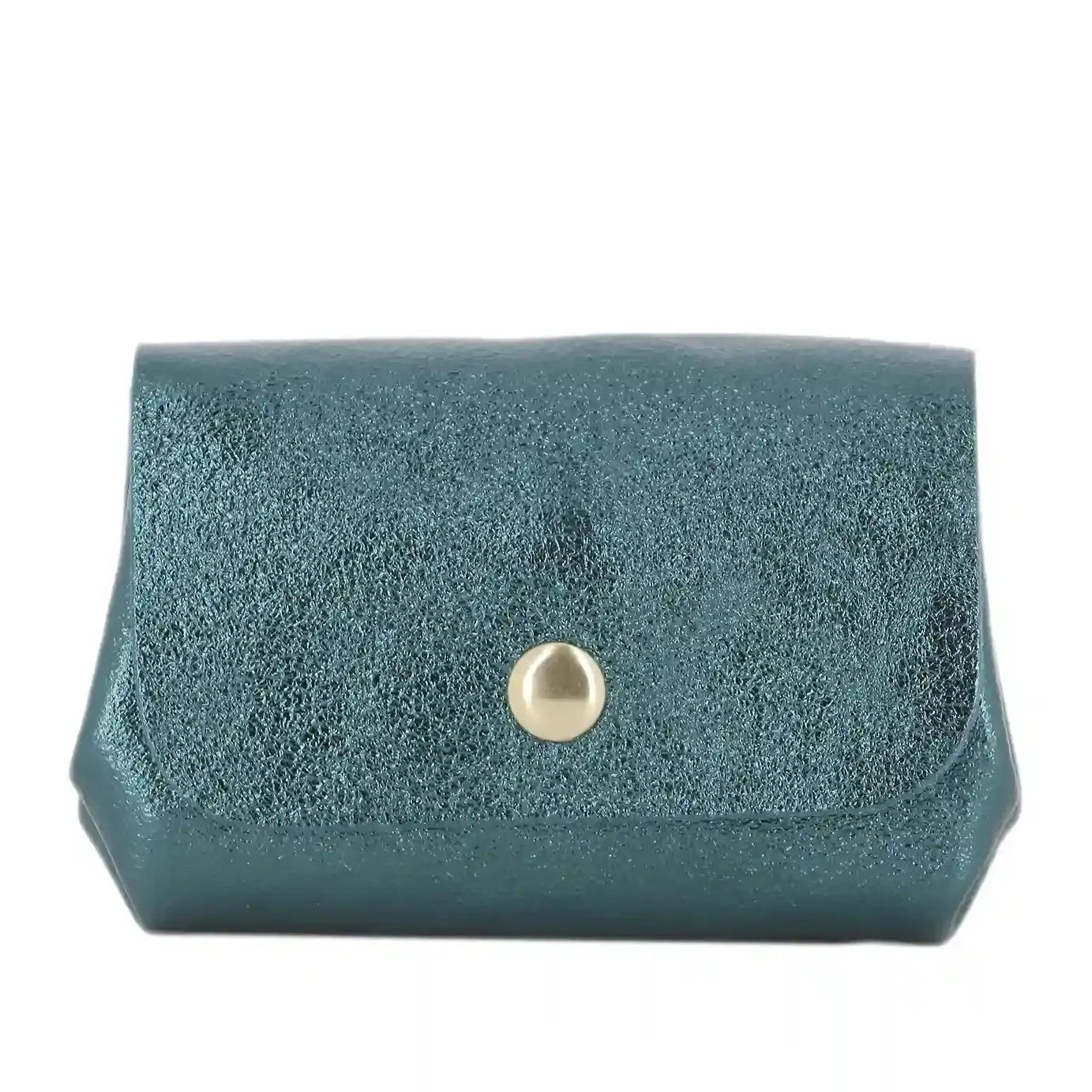 Porte-monnaie cuir souple irisé 04 bleu canard Made in Italy