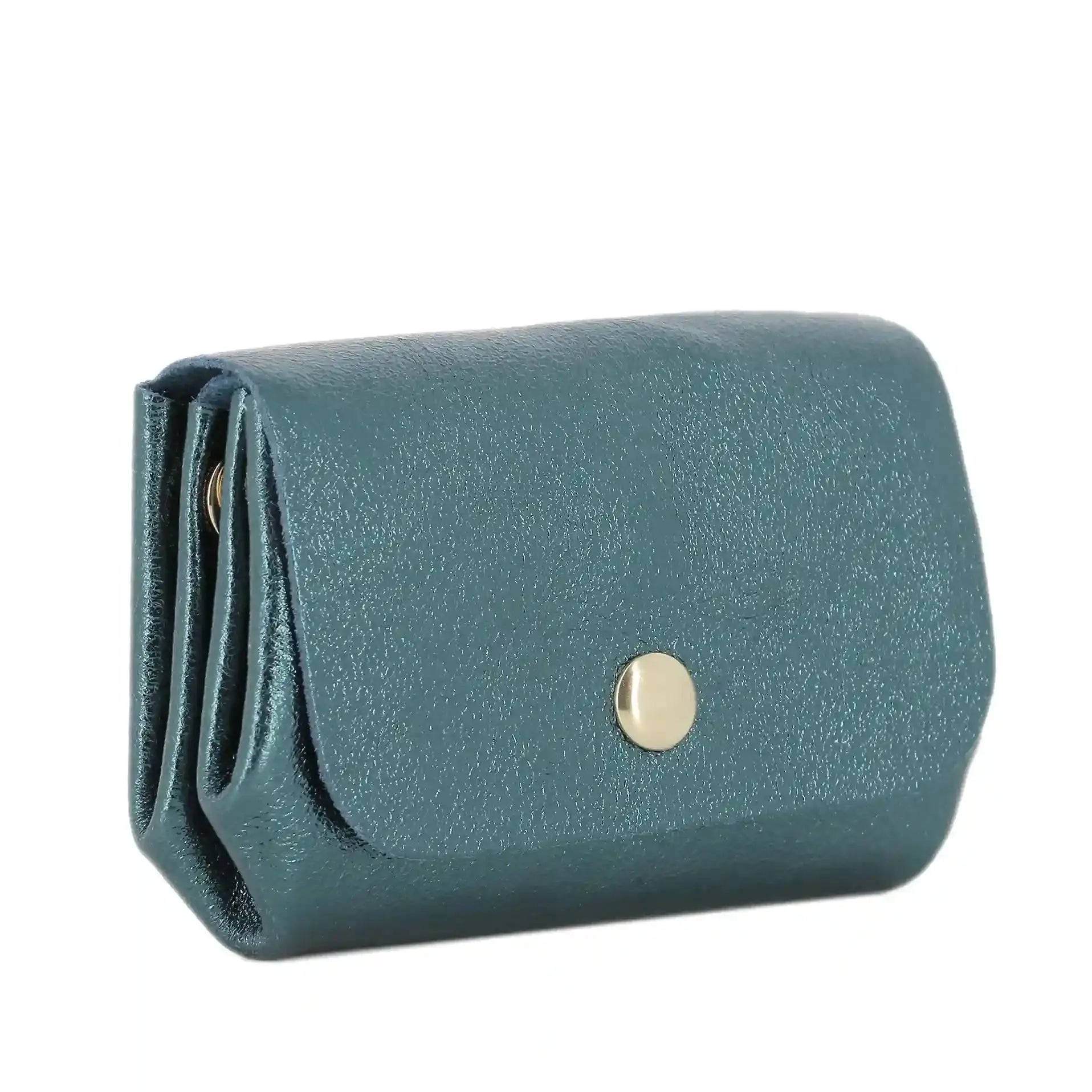 Porte-monnaie cuir souple irisé 04 bleu canard Made in Italy