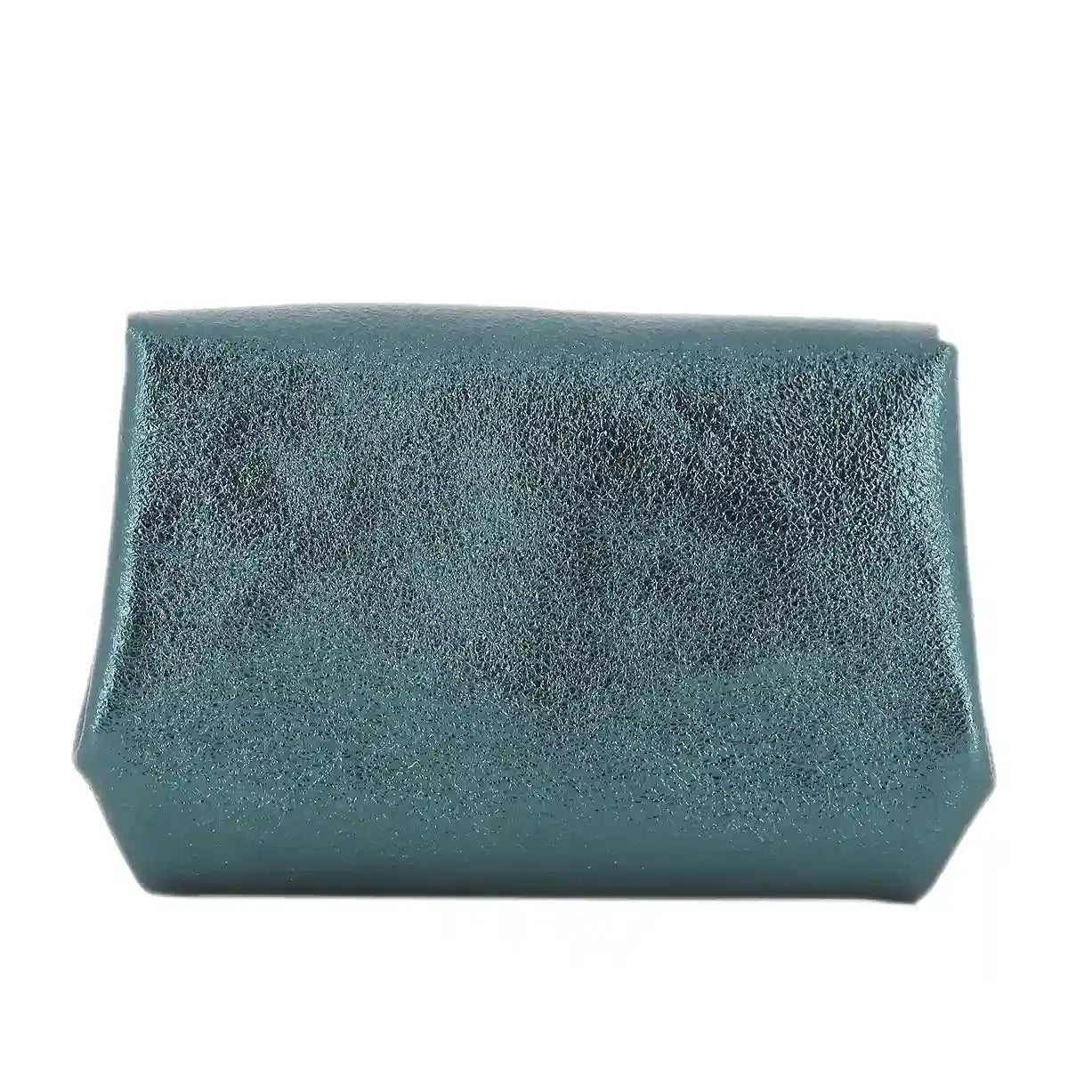 Porte-monnaie cuir souple irisé 04 bleu canard Made in Italy