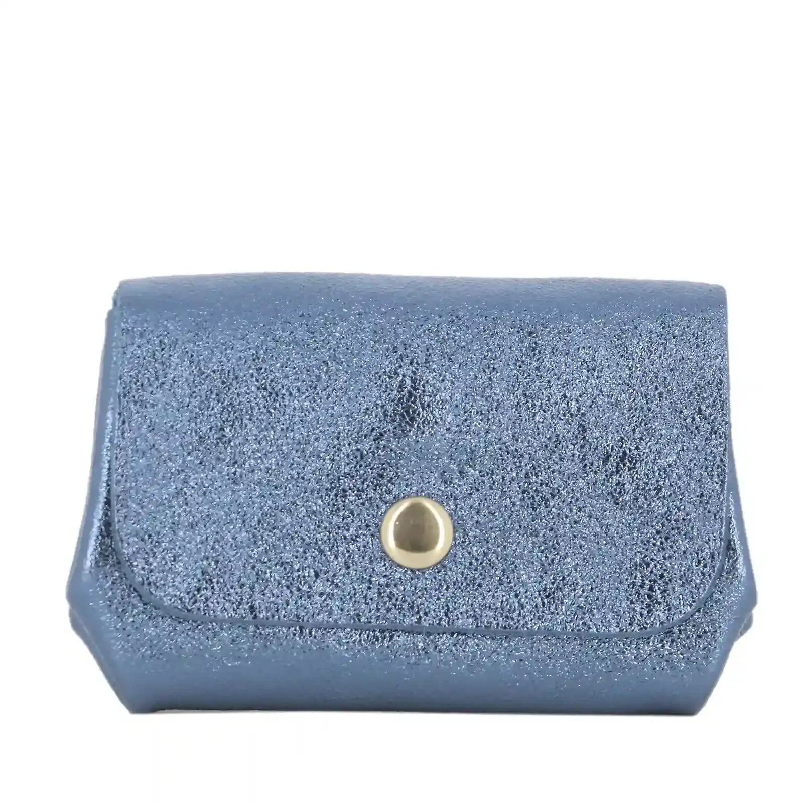 Porte-monnaie cuir souple irisé 04 bleu Made in Italy