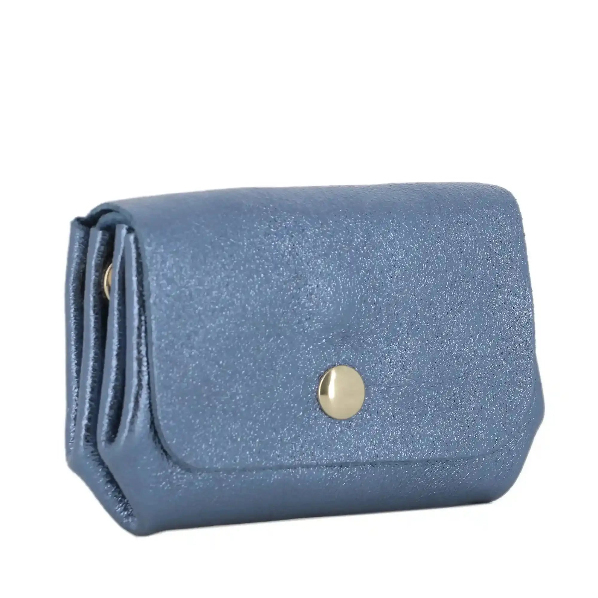 Porte-monnaie cuir souple irisé 04 bleu Made in Italy