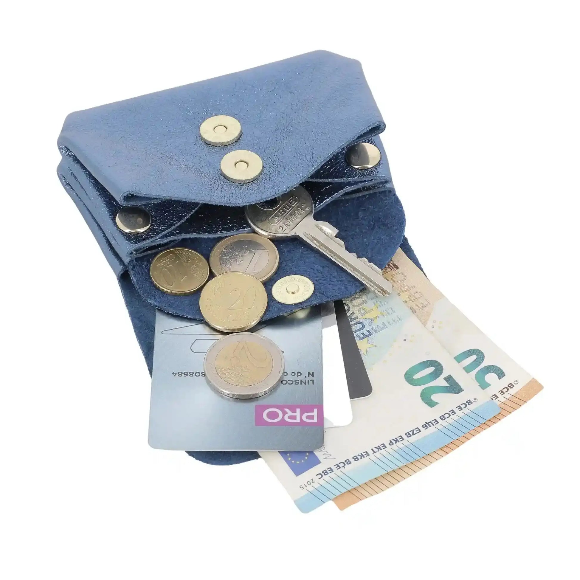 Porte-monnaie cuir souple irisé 04 bleu Made in Italy