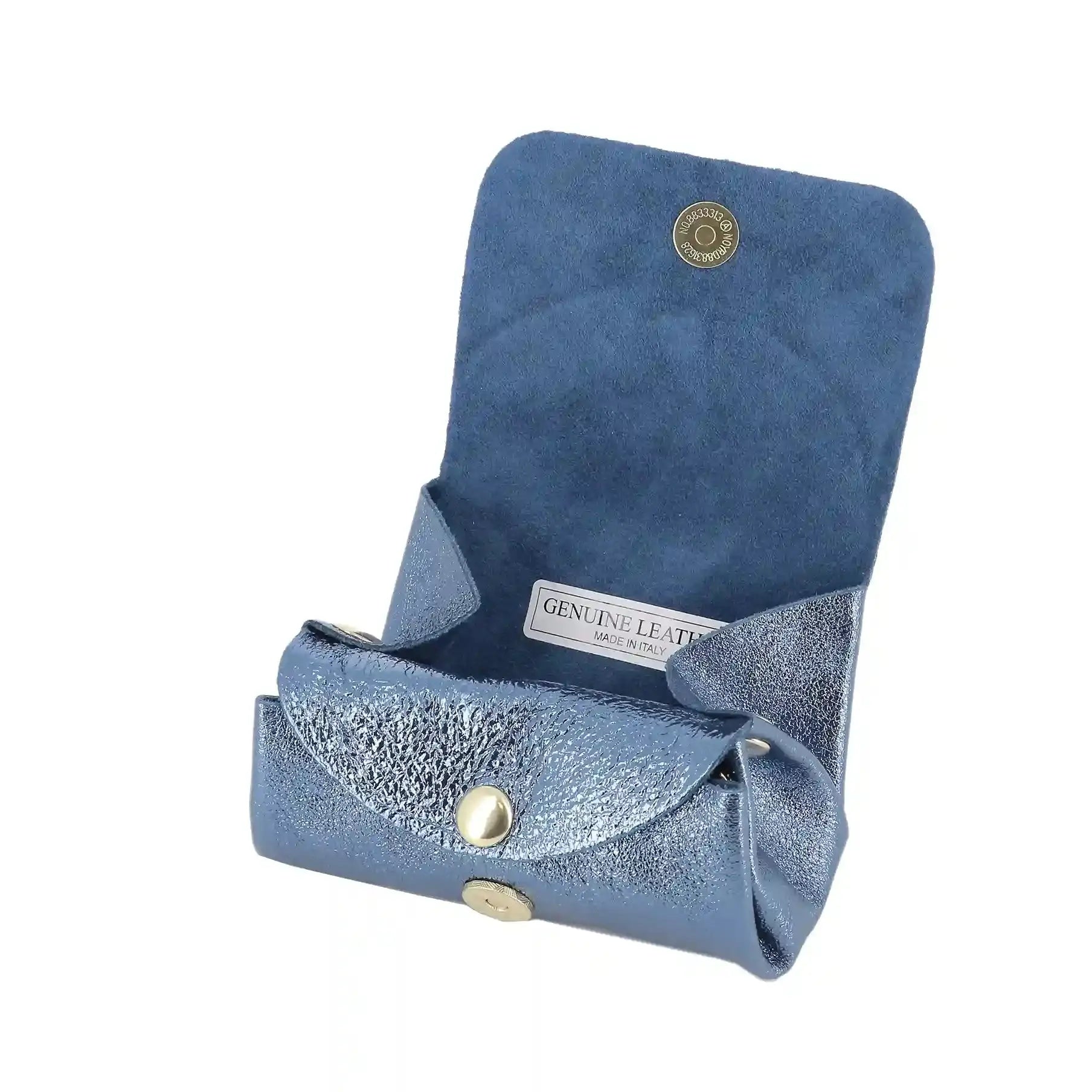 Porte-monnaie cuir souple irisé 04 bleu Made in Italy