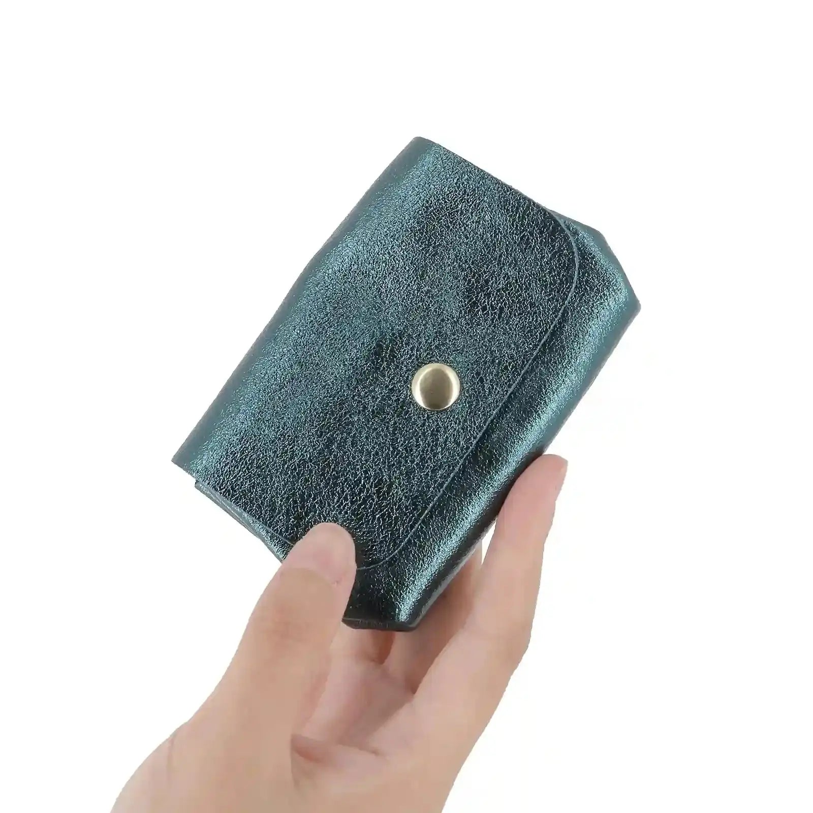 Porte-monnaie cuir souple irisé 04 bleu canard Made in Italy