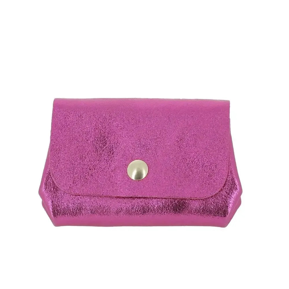 Vue 1 du Porte-monnaie cuir souple irisé 04 Fuchsia par Made in Italy.