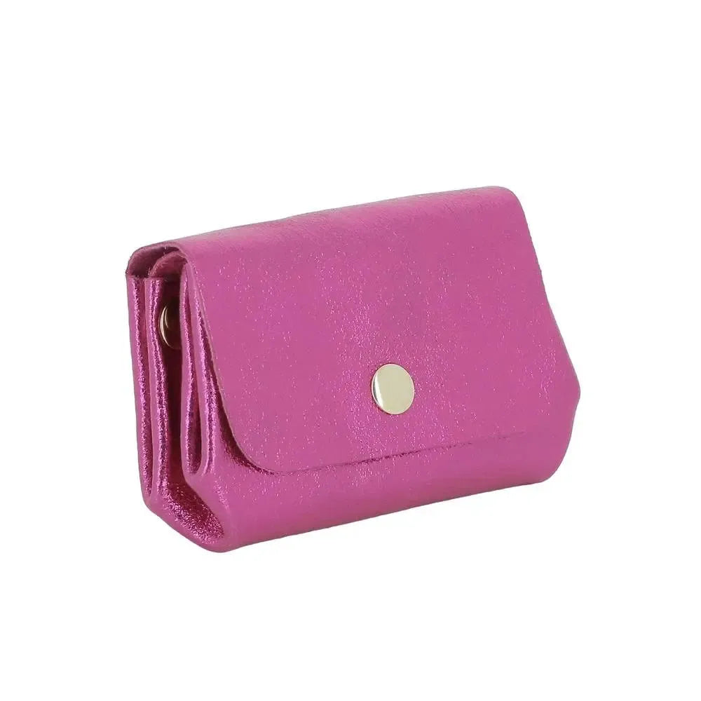 Vue 2 du Porte-monnaie cuir souple irisé 04 Fuchsia par Made in Italy.