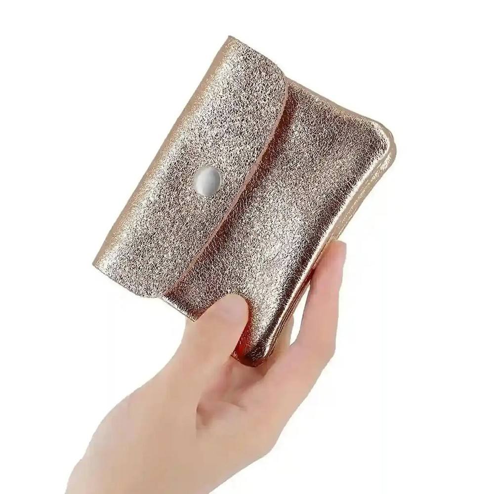 Made in Italy Porte-monnaie femme court cuir irisé 041 or rosé