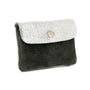 Porte-monnaie cartes cuir suède irisé 043 kaki - Crocochic