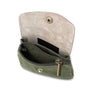 Porte-monnaie cartes cuir suède irisé 043 kaki - Crocochic
