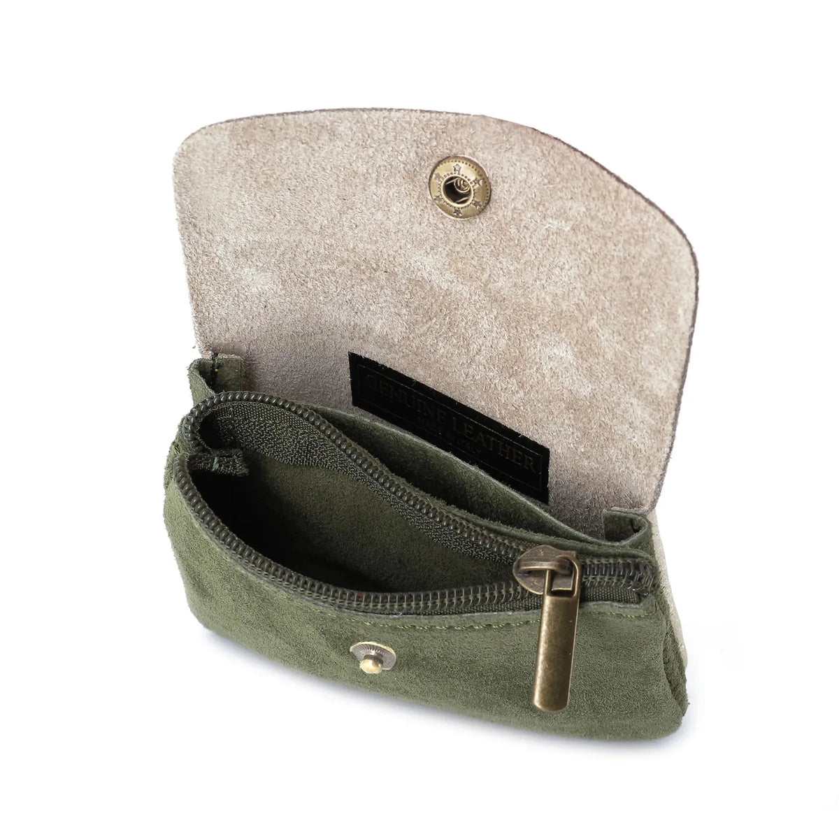 Porte-monnaie cartes cuir suède irisé 043 kaki - Crocochic