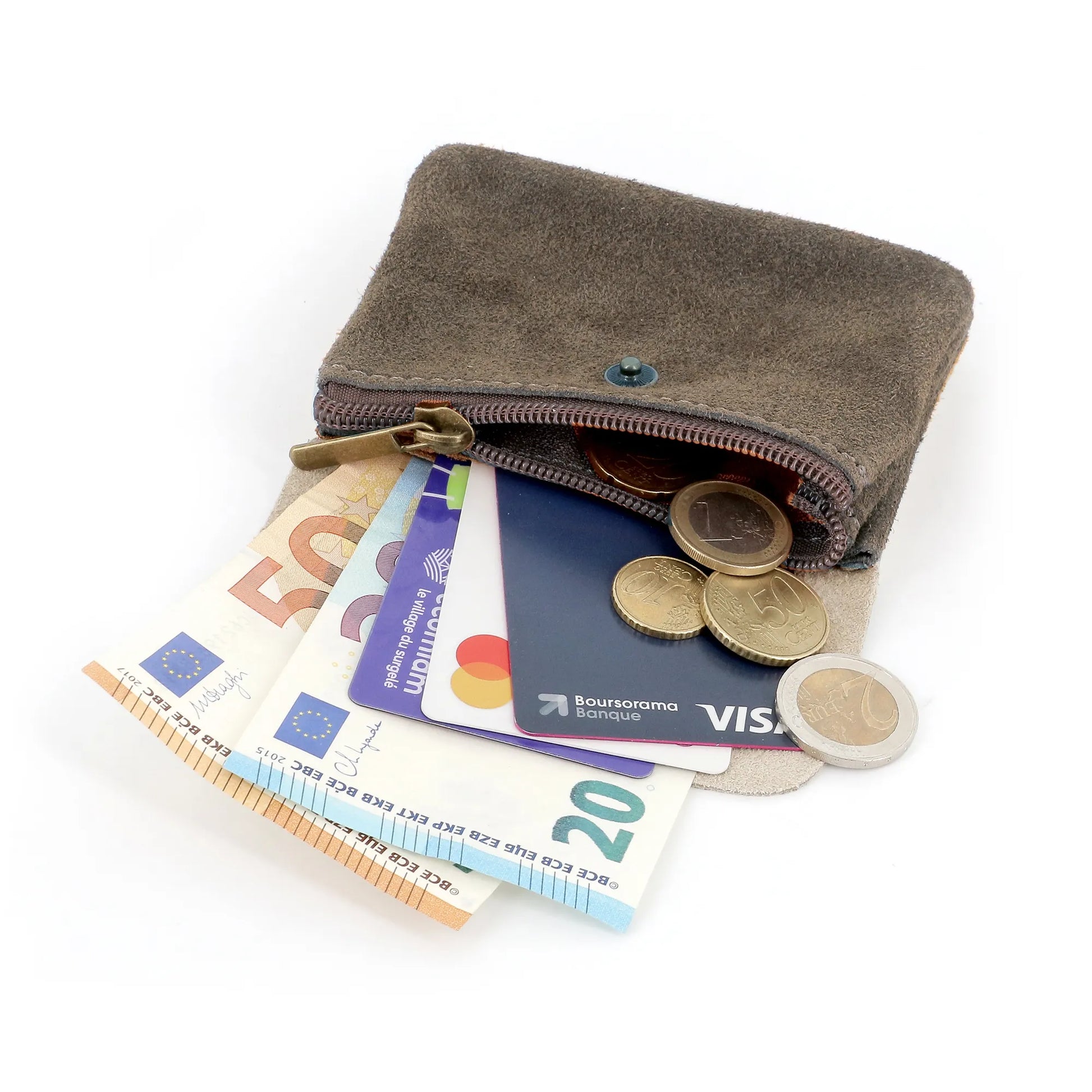 Petit Porte-Monnaie Cartes Cuir Véritable Suède Irisé