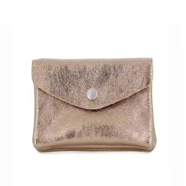 Rose gold genuine leather coin purse