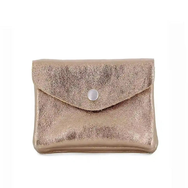 Porte-monnaire cuir véritable or rose