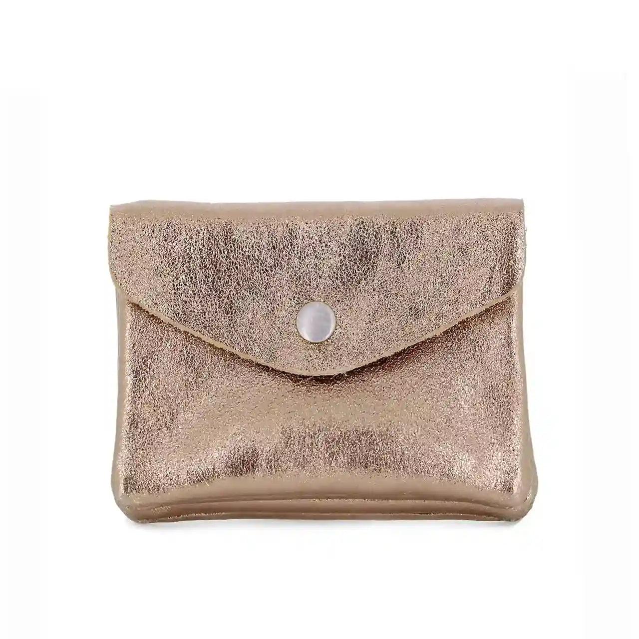 Made in Italy - Porte-monnaie femme court cuir irisé 041 or rosé