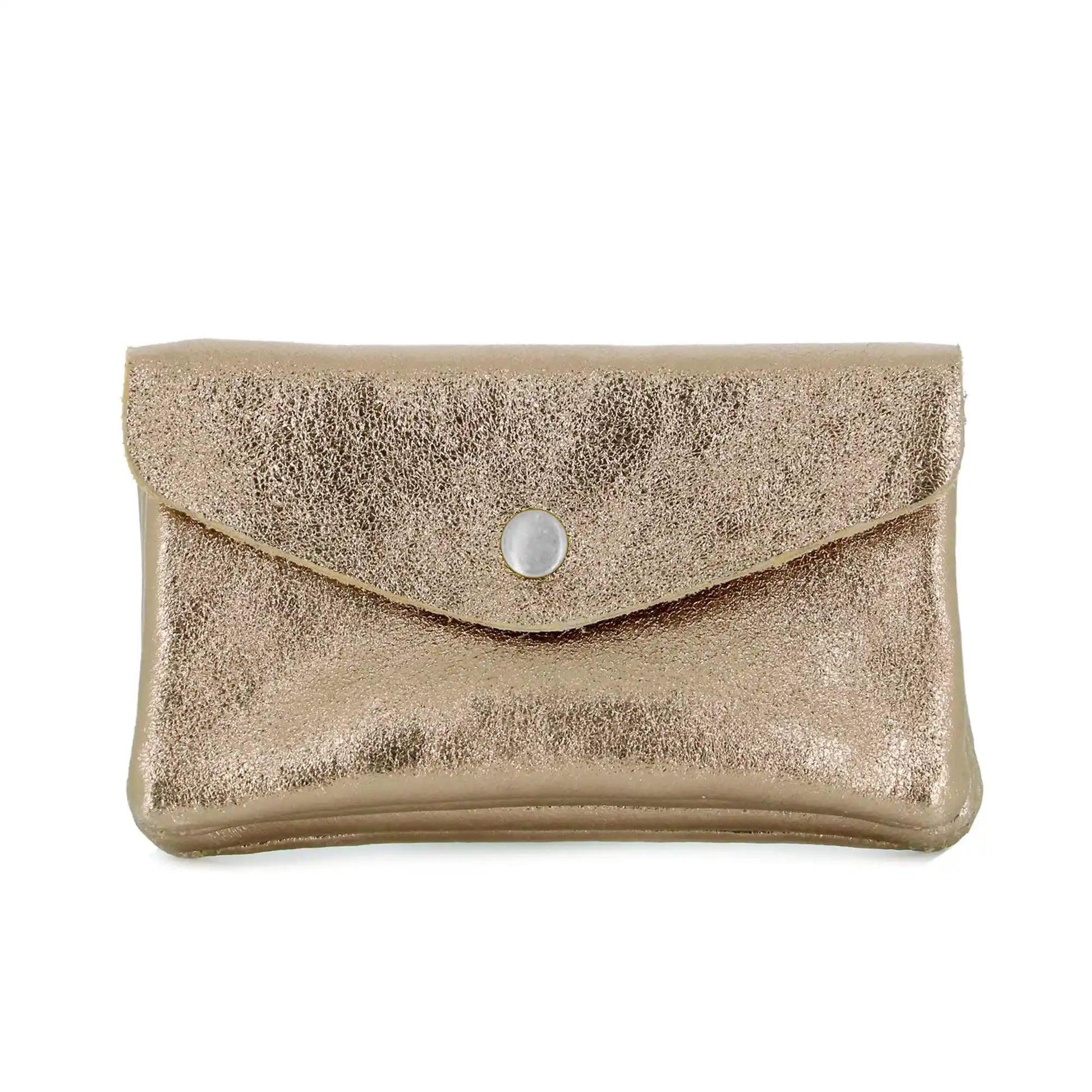 Made in Italy - Porte-monnaie cartes femme cuir irisé 051 or rosé