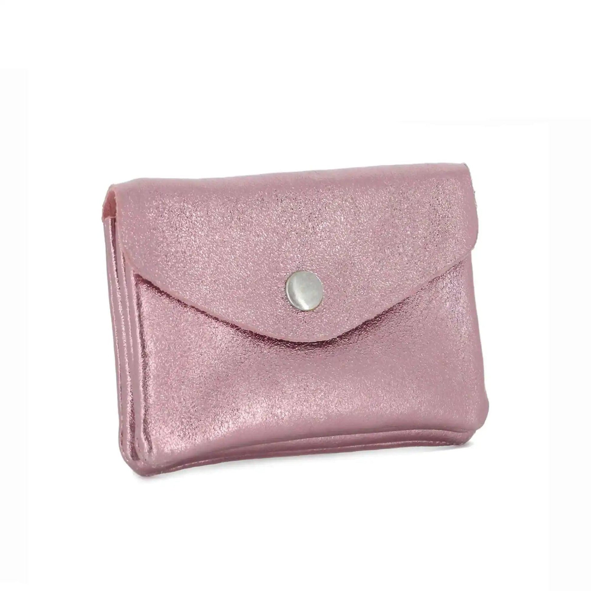 Made in Italy - Porte-monnaie femme court cuir irisé 041 rose