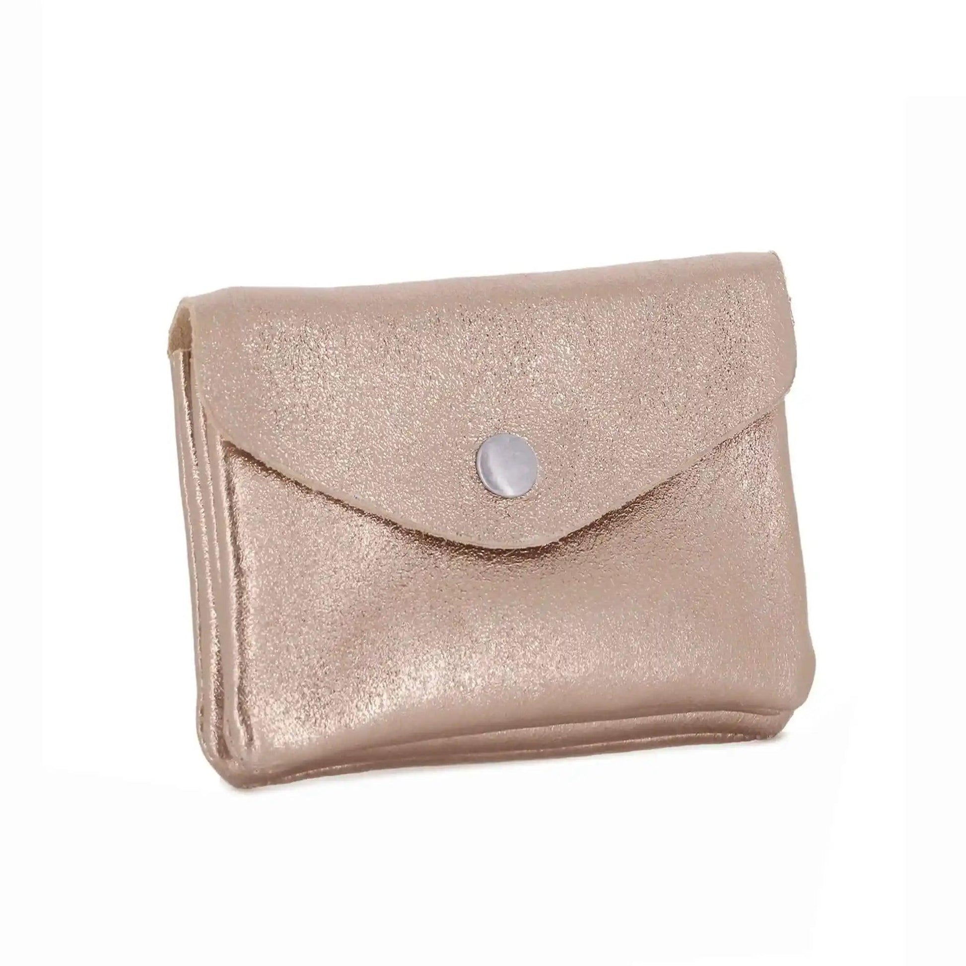 Made in Italy - Porte-monnaie femme court cuir irisé 041 or rosé