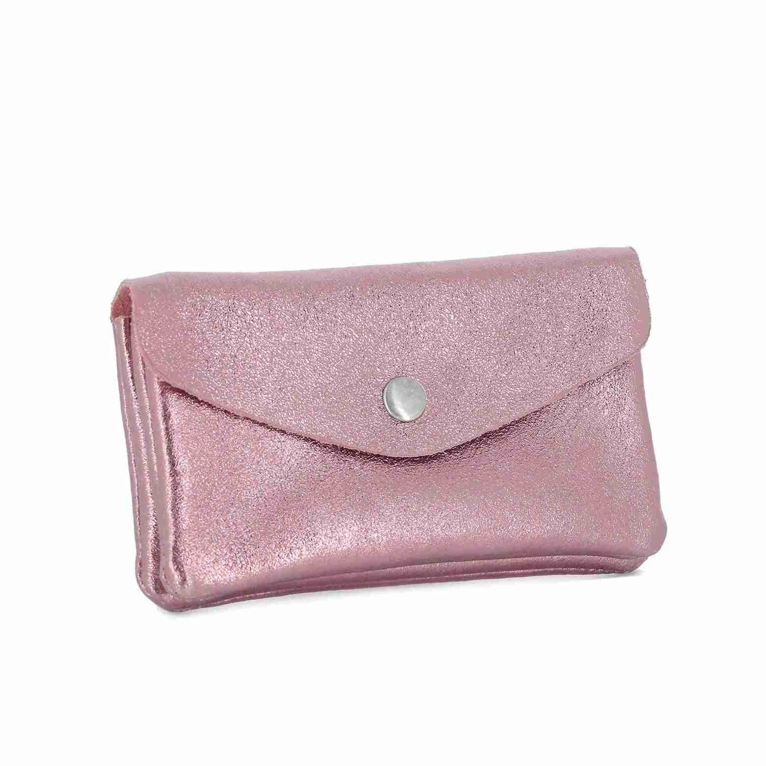 Made in Italy - Porte-monnaie cartes femme cuir irisé 051 rose