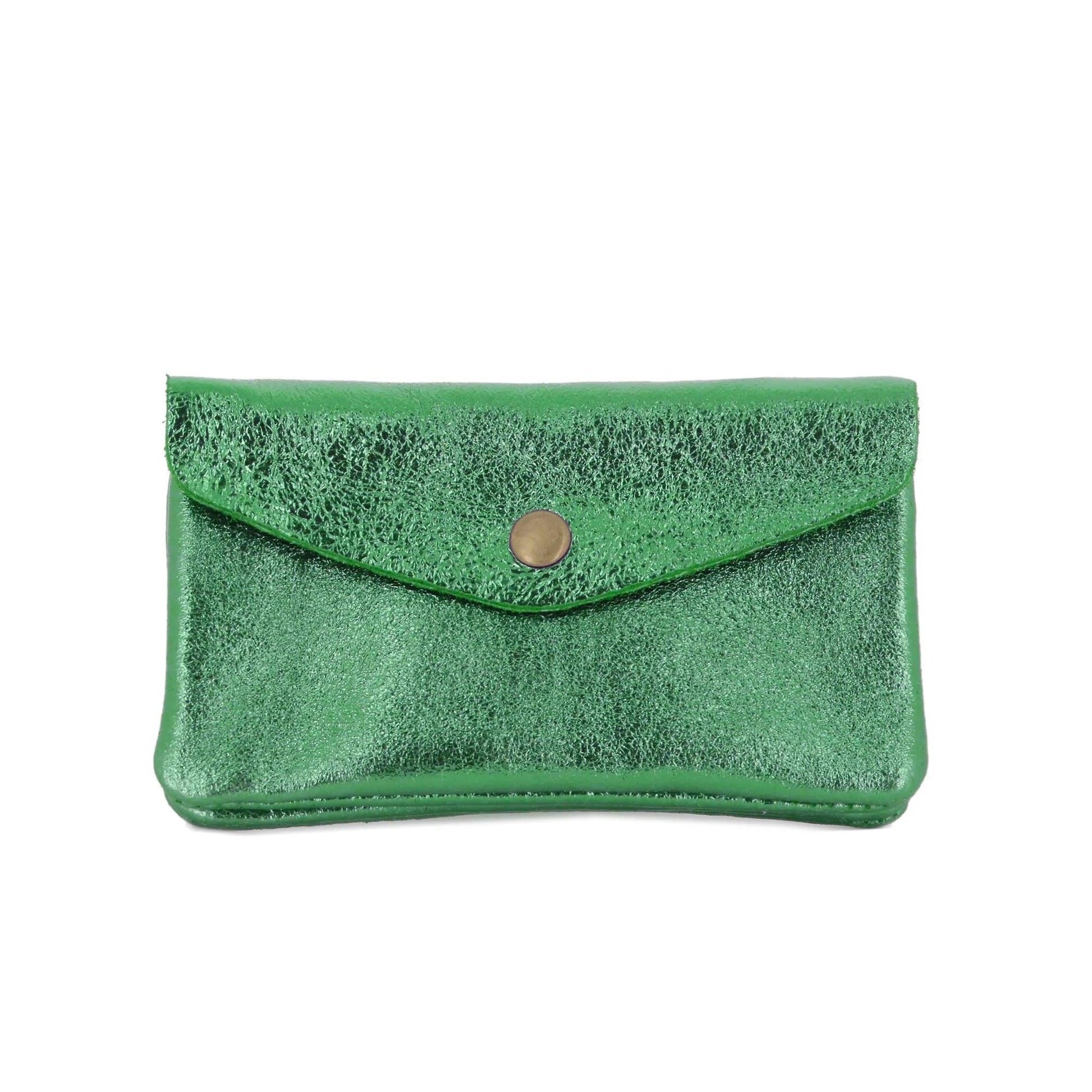 Made in Italy - Porte-monnaie cartes femme cuir irisé 051 vert