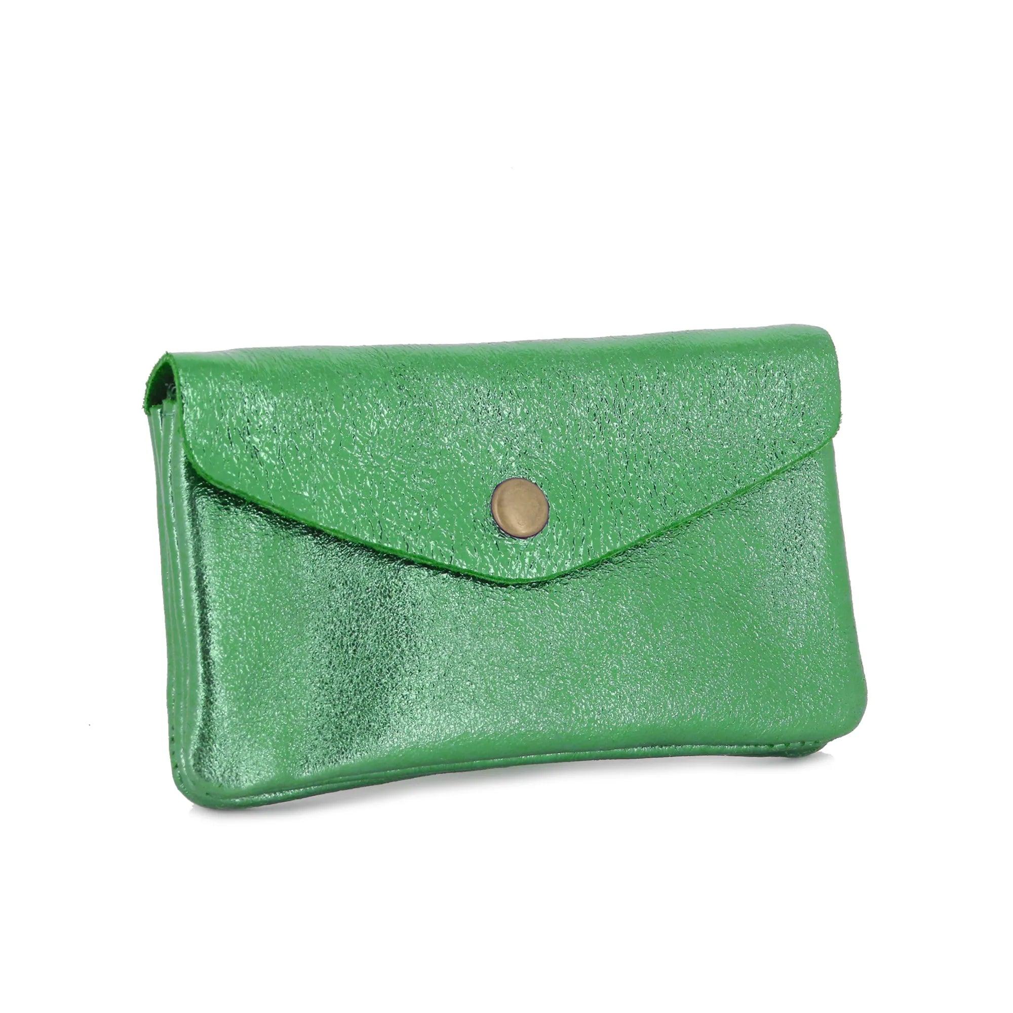 Made in Italy - Porte-monnaie cartes femme cuir irisé 051 vert