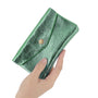 Made in Italy - Porte-monnaie cartes femme cuir irisé 051 vert