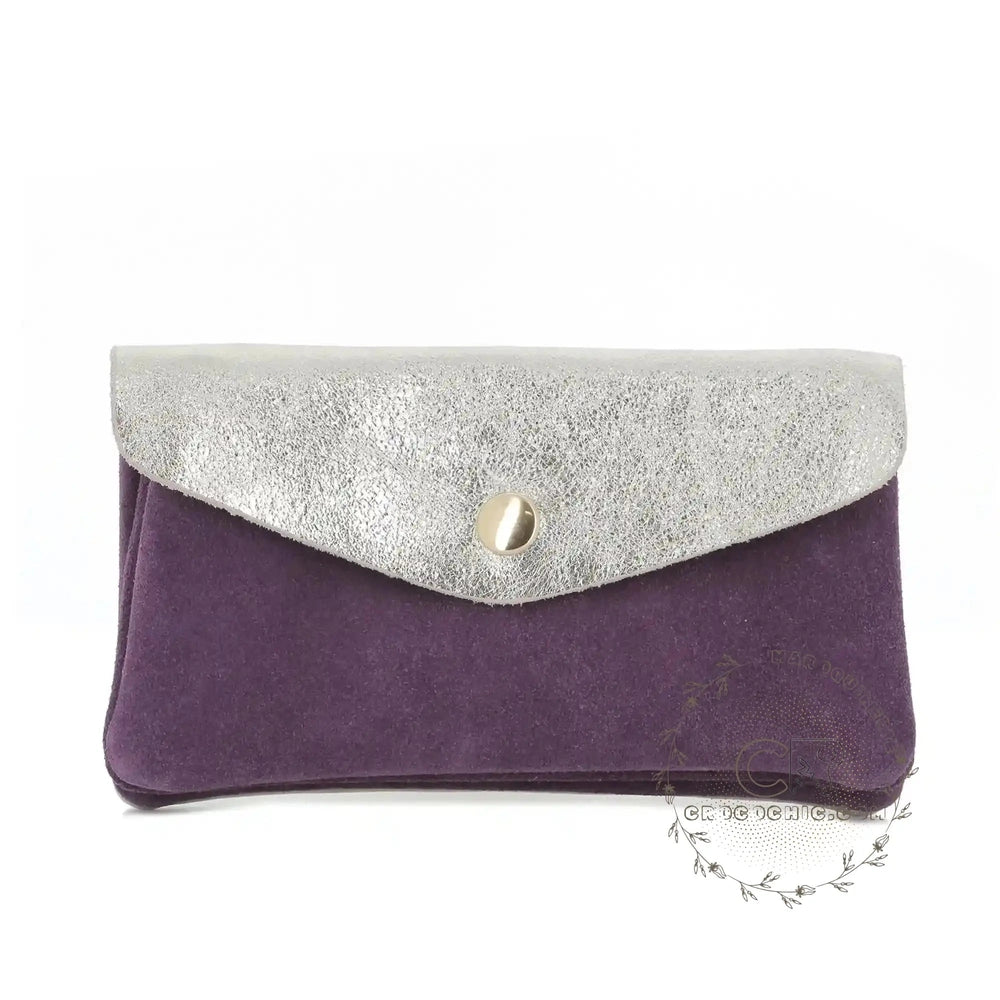 Porte-monnaie femme irisé suède violet Made in Italy